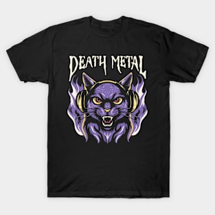 Death Metal Satanic Baphomet Cat T-Shirt